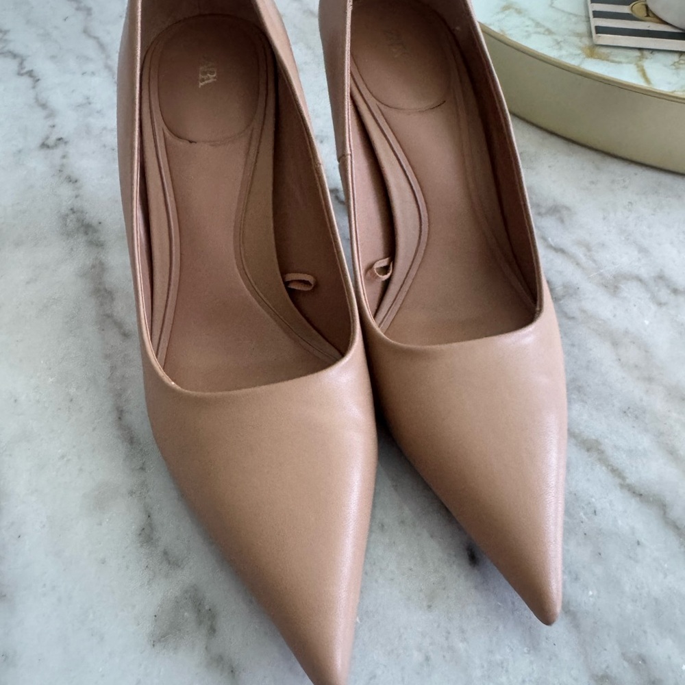 Zara Tan Pointed Toe Heels